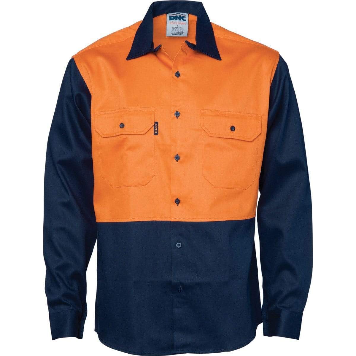 Dnc Workwear Patron Saint Flame Retardant Two-tone Long Sleeve Drill Shirt - 3406 Work Wear DNC Workwear Orange/Navy S 